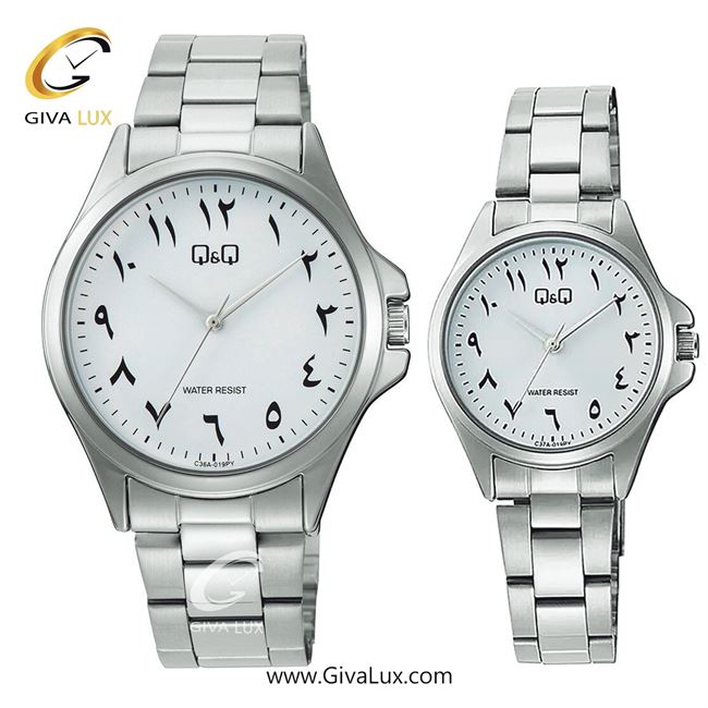 ساعت مچی اورجینال ست کیو اند کیو Q&Q نقره ای | نقره ای| سفید| کد رفرنس زنانه: C37A-019PY، مردانه: C36A-019PY